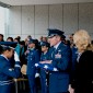 General Gould accepting the flag for presentation
